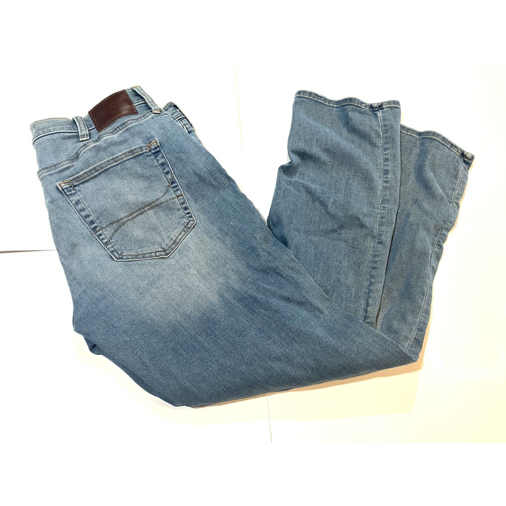 Hollister Mens 36x32 (Fits 35x30) Slim Straight Jeans Distressed Denim Blue